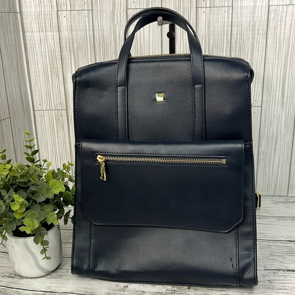 McLanee Navy Leather Backpack